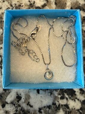 Swarovski Silver Crystal Round Pendant Necklace - Clear